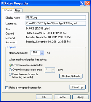 PEAKLog Configuration