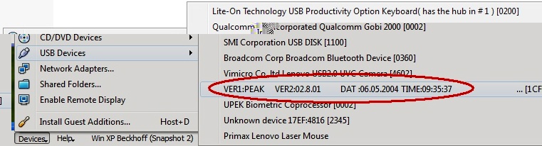 Mounting the PCAN USB device