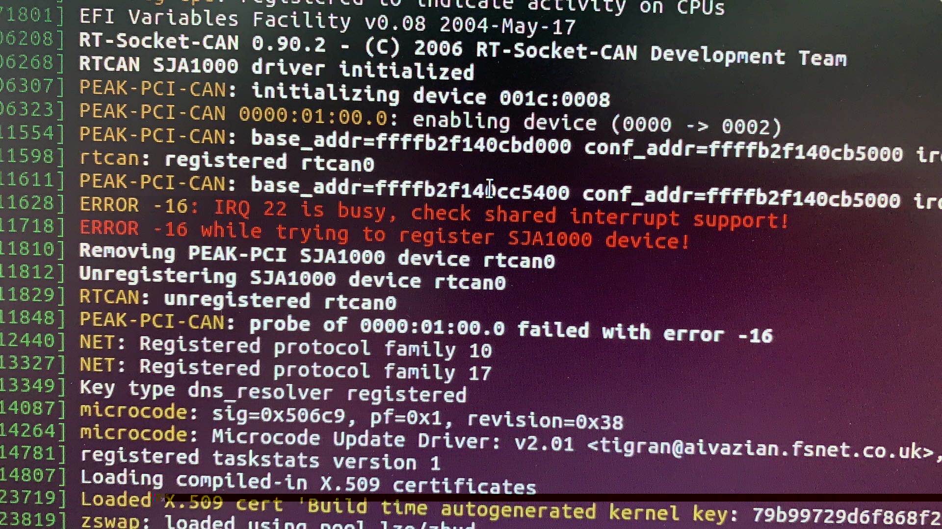 Shared interrupt is not enabled in xenomai core features