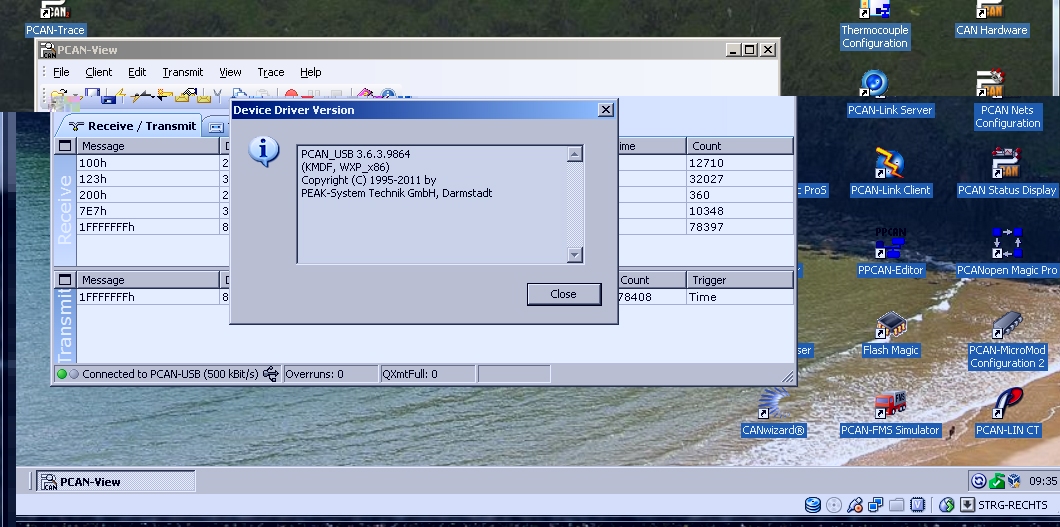 used pcan-usb driver version (outdated version, please use allways the current version)