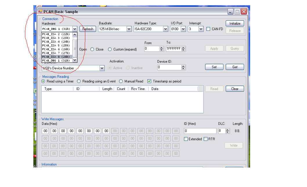 PCAN Basic sample screenshot