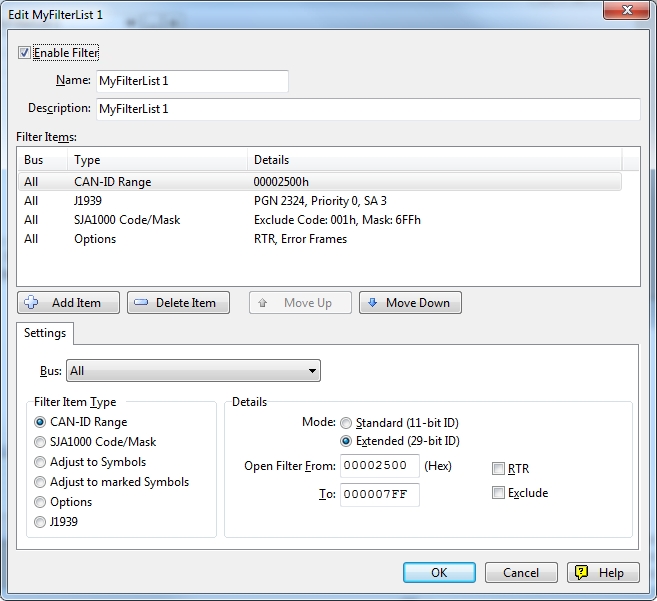 Filter Options in PCAN-Explorer 5