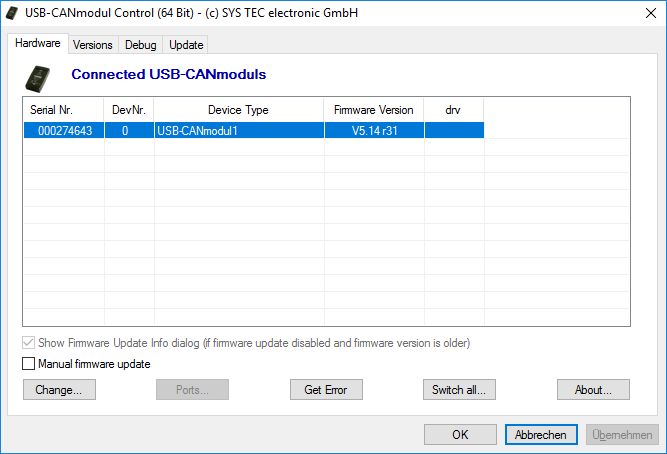 usb canmodul control