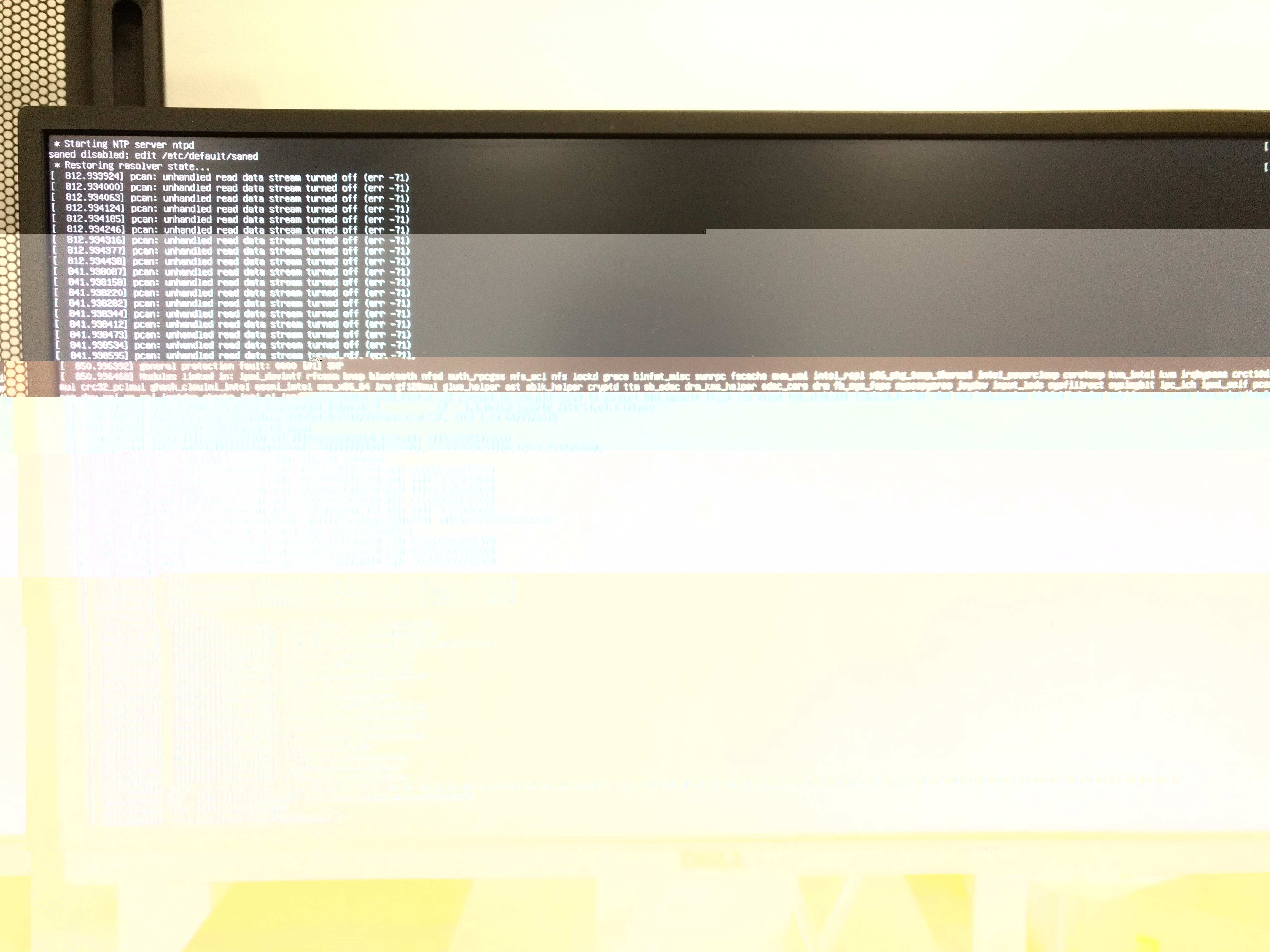 Screen capture of crash dump message